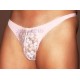 Pink Stretch Mesh and Lace Thong With Front Pouch In Sizes Medium and Large.