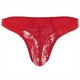 Pink or Black or Red  Stretch Mesh and Lace Thong With Front Pouch In Sizes Medium and Large.