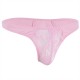 Pink or Black or Red  Stretch Mesh and Lace Thong With Front Pouch In Sizes Medium and Large.