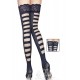 Black Thigh High Silicone Lace Top Stockings With Lace Ladder Rear Panel.