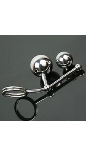Steel Cock Ring with Two Sizes Anal Ball. 