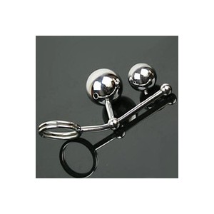 Steel Cock Ring with Two Sizes Anal Ball. 