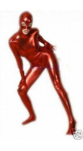 Metallic Red Zentai Full Bodysuit With Hood Option