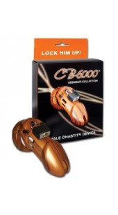 Locking Male Chastity Device CB6000 Wood Grain Design.