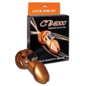 Locking Male Chastity Device CB6000 Wood Grain Design.