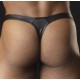 Black Steel O Ring  Pleather Thong.