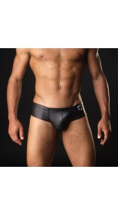 Black Steel O Ring  Pleather Low Rise Boxers.