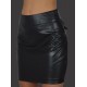 Black Leather Open Back Bondage Skirt With Leather Thong.