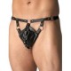 Black Pleather and SpandexThong With Steel O Rings.