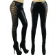 Black Stretch Spandex Leggings With Lace Up Side Panels.