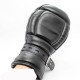 Black Leather Hand Mitts With Lockable Straps.