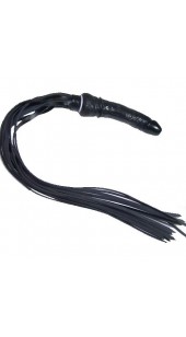 Black Coloured Dildo With Black leather Whip.