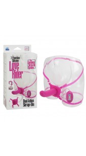 Seven Function Silicone Love Rider™ Dual Action Strap-On In Pink or Black.