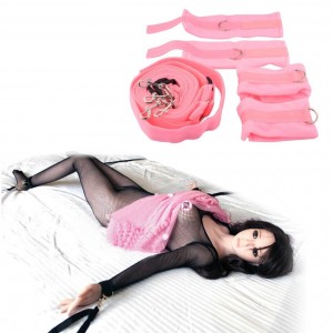 Under The Bed Wrist and Ankle Restraint Set in Pink or Black or Red..