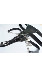 Men's Black Leather Chastity Bondage Suit.