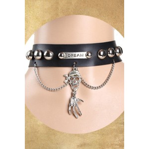 Caribbean Pirate Studded Leather Chocker Necklace.
