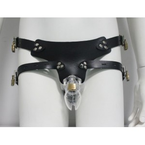 Black Leather Waist Harness For CB Series Chastity Devices.