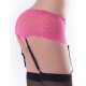 Lace Pink Underwear With Black Ribbon Inserts and Black Adjustable Garter Straps.