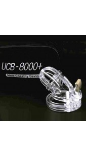 UCB-8000+ Clear Male Chastity Device With 8mm Stainless Steel Tube.