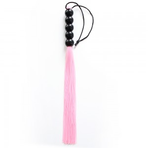 Pink Cord Whip With Black Handle.