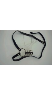 Four Steel Cock Ring Electro Sex Set With Leather Belt.