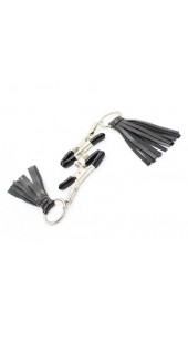 Adjustable Nipple Clamp's With Black PU Leather Tassles.