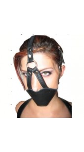 Black Leather Head Gear With Built In Removable Ball Gag.