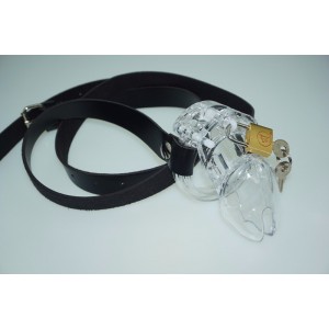 Black Leather Waist Belt For CB Series Chastity Devices With Choice Of Devices.
