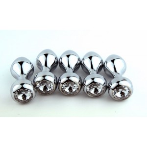 Small Steel Anal Plug With Clear Rhinestone Feature.