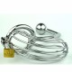 Bird Cage Steel Chastity Device With Anal Ball  50MM Scrotum Ring.