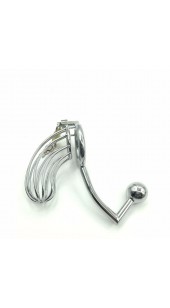 Bird Cage Steel Chastity Device With Anal Ball  50MM Scrotum Ring.