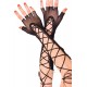 Black Fingerless Fishnet Gloves with Lace-Up Detail In Two Colors - Black - Red.