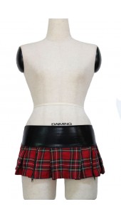 Red Tartan Two Zip Skirt