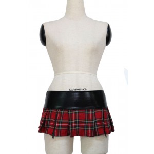 Red Tartan Two Zip Skirt