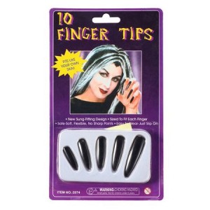 Ten Long Finger Tips in Red or Black.