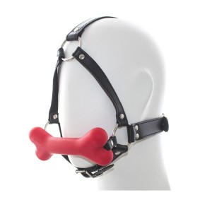 Leather Head Harness with Dog Bone Ball Gag