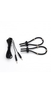 ElectroSex Adjustable Scrotum and Cock Tie Clamps Set With Beads.