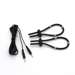 ElectroSex Adjustable Scrotum and Cock Tie Clamps Set With Beads.