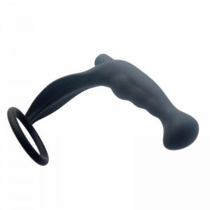 Soft Silicone Vibrating  Prostate Massager With Cock Ring.
