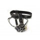 Men's Black Leather Chastity Belt With Cock Rings.