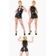 Pvc sleeveless shorts bodysuit With Two way Zip Sizes medium and Large.