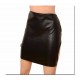 Black PU Leather Open Back Bondage Skirt With Adjustable Rear Straps.