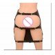 Black PU Leather Open Back Bondage Skirt With Adjustable Rear Straps.