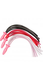 Soft Anal Plug With Coloured Pu Leather Whip in Three Colour's.