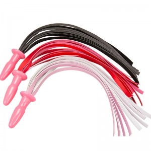 Soft Anal Plug With Coloured Pu Leather Whip in Three Colour's.