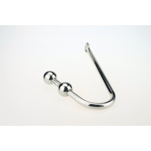 Twin Ball Steel Anal Hook With Ring End.