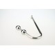 Twin Ball Steel Anal Hook With Ring End in Two Sizes.