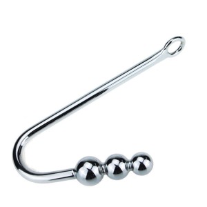 Triple Ball Steel Anal Hook With Ring End.