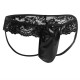 Lace G-String With Shiny Spandex Pouch in Red and Black in a Range of Sizes.