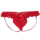 Lace G-String With Shiny Spandex Pouch in Red and Black in a Range of Sizes.